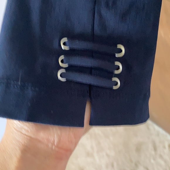 Emaline navy blue pull on pant with stretch design detail at hemline 4P - Picture 5 of 13